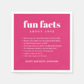 Serviette En Papier Rose Moderne Minimal Fun Faits Anniversaire Année (Devant)
