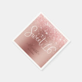 Serviette En Papier Rose moderne Parties scintillant or doux 16 (Coin)