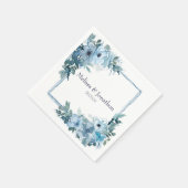Serviette En Papier Rose moderne Pastel Blue Aquarelle Mariage (Coin)