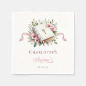 Serviette en papier rose moderne pour baptême (Devant)