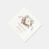 Serviette en papier rose moderne pour baptême (Coin)