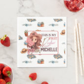 Serviette En Papier Rose Mon premier Rodéo Anniversaire Plaque Papier (En situation)