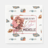 Serviette En Papier Rose Mon premier Rodéo Anniversaire Plaque Papier (Devant)