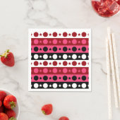 Serviette En Papier Rose noir blanc Cercle Étoiles rayures Design (En situation)
