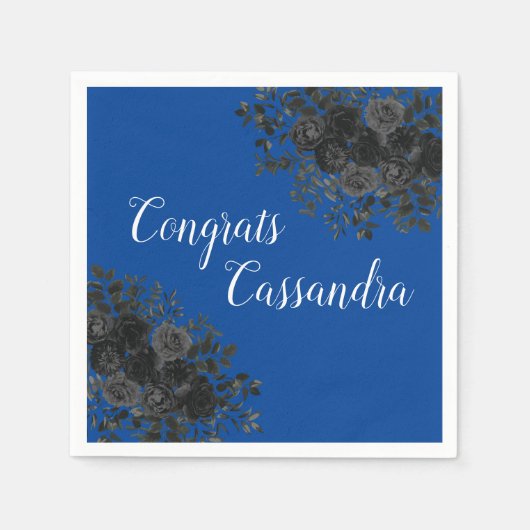 Serviette En Papier Rose noir foncé gothique fête de graduation bleu (Devant)