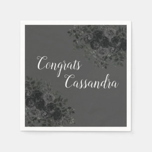 Serviette En Papier Rose noir foncé gothique fête de graduation gris