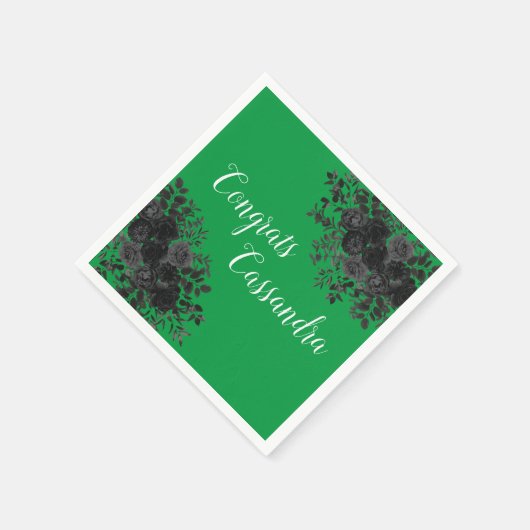 Serviette En Papier Rose noir foncé gothique fête de graduation vert (Coin)