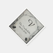 Serviette En Papier Rose noir gothique Trellis Monogramme Mariage (Coin)