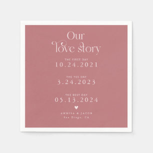 Serviette En Papier Rose Notre histoire d'amour Mariage rétro Napkin