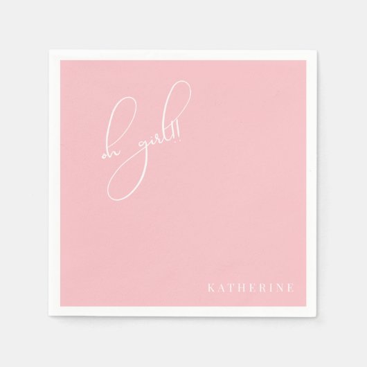 Serviette En Papier Rose Oh fille Baby shower personnalisé Napkin (Devant)