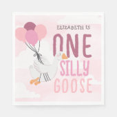 Serviette En Papier Rose One Silly Goose 1er anniversaire (Devant)