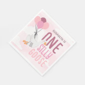 Serviette En Papier Rose One Silly Goose 1er anniversaire (Coin)
