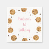 Serviette En Papier Rose One Sweet Cookie Premier Anniversaire (Devant)