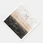 Serviette En Papier Rose or confetti marbre mariage (Coin)
