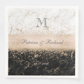 Serviette En Papier Rose or confetti marbre mariage (Devant)