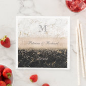 Serviette En Papier Rose or confetti marbre mariage (En situation)