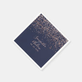 Serviette En Papier Rose or confetti marine bleu typographie mariage (Coin)