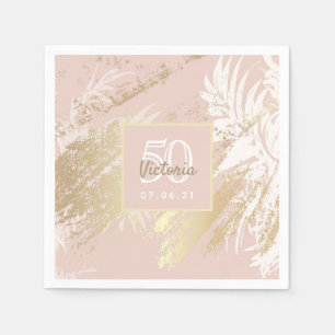 Serviette En Papier Rose or fête d'anniversaire motif abstrait