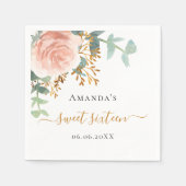 Serviette En Papier Rose or fleurie verdure élégante Sweet 16 (Devant)