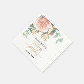 Serviette En Papier Rose or floral verdure élégant anniversaire (Coin)
