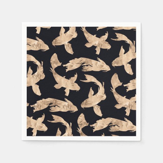 Serviette En Papier Rose or koi poisson graphique motif (Devant)