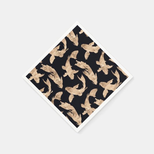 Serviette En Papier Rose or koi poisson graphique motif (Coin)