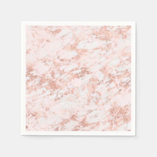 Serviette En Papier Rose or marbré Élégant Mariage moderne (Devant)