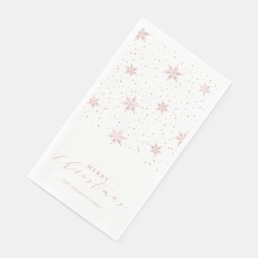 Serviette En Papier Rose or moderne Joyeux Noël Party Napkins (Coin)