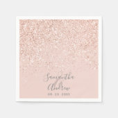 Serviette En Papier Rose or parties scintillant blush rose typographie (Devant)