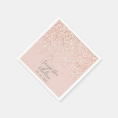 Serviette En Papier Rose or parties scintillant blush rose typographie (Coin)