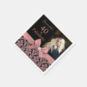 Serviette En Papier Rose or parties scintillant damask 40th Birthday p (Coin)