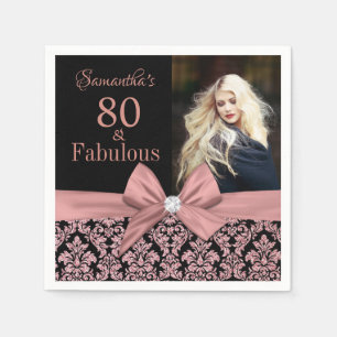 Serviette En Papier Rose or parties scintillant damask 80e anniversair