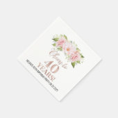 Serviette En Papier Rose or rose florale encourage à 40 ans Anniversai (Coin)