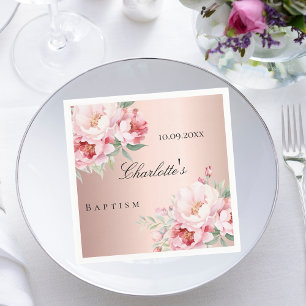 Serviette En Papier Rose or rose roses florales élégant baptême