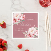 Serviette En Papier Rose or rose roses floraux élégant anniversaire (En situation)