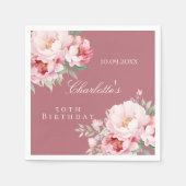 Serviette En Papier Rose or rose roses floraux élégant anniversaire (Devant)