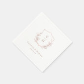 Serviette En Papier Rose or simple crête botanique monogramme mariage (Coin)