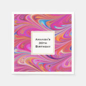 Serviette En Papier Rose Orange Fils Design Super Anniversaire (Devant)