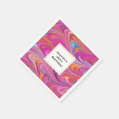 Serviette En Papier Rose Orange Fils Design Super Anniversaire (Coin)