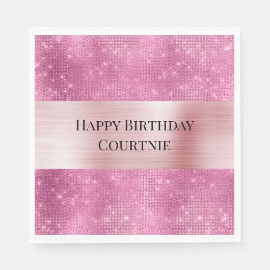 Serviette En Papier Rose Pailleté scintillant féminin (Devant)