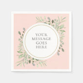 Serviette En Papier Rose Pâle Or Eucalyptus Verdure Feuillage (Devant)