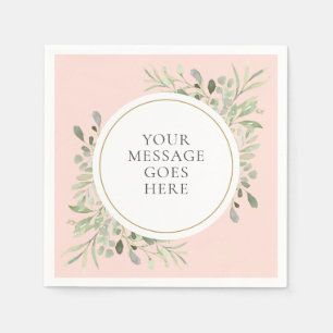 Serviette En Papier Rose Pâle Or Eucalyptus Verdure Feuillage