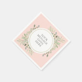 Serviette En Papier Rose Pâle Or Eucalyptus Verdure Feuillage (Coin)