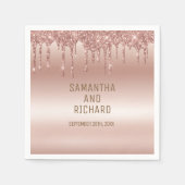 Serviette En Papier Rose Parties scintillant à goutte d'or brillant mé (Devant)