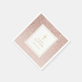Serviette En Papier Rose Parties scintillant or Baptême Christening (Coin)
