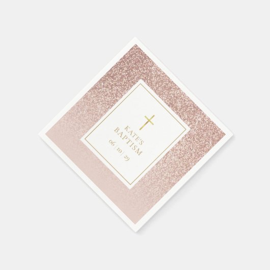 Serviette En Papier Rose Parties scintillant or Baptême Christening (Coin)