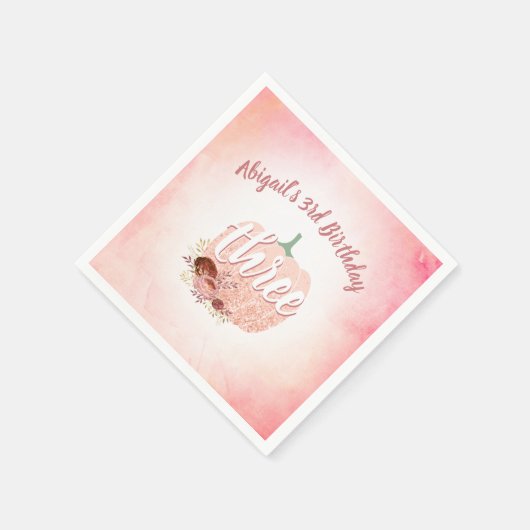 Serviette En Papier Rose Parties scintillant or Citrouille Automne Fil (Coin)