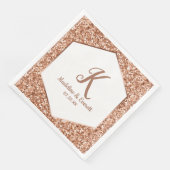 Serviette En Papier Rose Parties scintillant or Confetti Glam Monogram (Coin)
