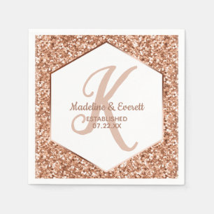 Serviette En Papier Rose Parties scintillant or Confetti Glam Monogram