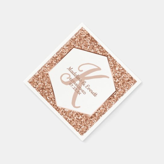 Serviette En Papier Rose Parties scintillant or Confetti Glam Monogram (Coin)